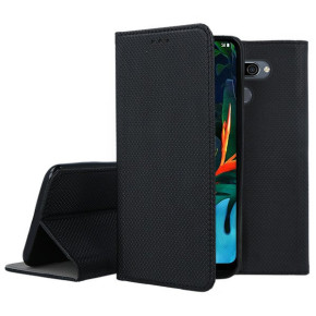 Кожен калъф тефтер и стойка Magnetic FLEXI Book Style за LG Q60 черен